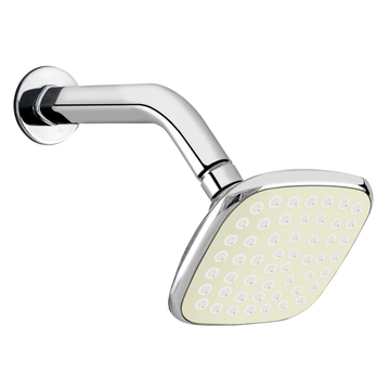 Rocio Square Shower Head for Bathroom with 9 Inch Shower Arm and Wall Flange, Wall Mount Premium Polished Chrome Finish with White Showerhead, 4 x 4 Inch
