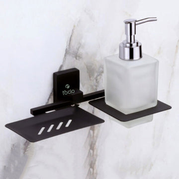 BLACK MATT SOAP DISH WITH TUMBLER HOLDER FOR BATHROOM KITCHEN ACCESSORIES