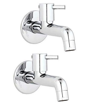 Rocio Uno Set of 2 Full Brass Bib Cock Chrome Finish Faucet Taps for Bathroom Shower Area Kitchen Washbasin For Bathroom Or Kitchen