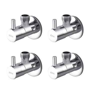 Angle Valve for Bathroom with Wall Flange, Wash Basin, Stop Cock for Toilet, Chrome Finish (Pack of 4)