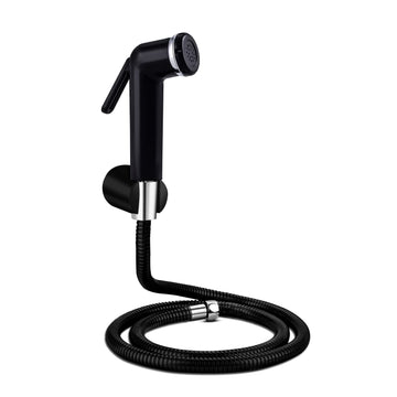 black bathroom health faucets and hand shower spray gun with long pipe