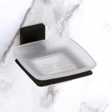 BLACK MATT GLASS SOAP DISH FOR BATHROOM