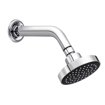 Overhead Shower with Arm for Bathroom, Round Shape, Color Chrome with Black Head, Size 4"