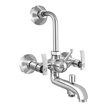 Rocio SOFT Wall Mixer Faucet with Pair of V caps and Telephonic with L- Bend Pipe with Pair of Legs Brass, Hot & Cold Water Feature Mixer Faucet (Wall Mount Installation Type)