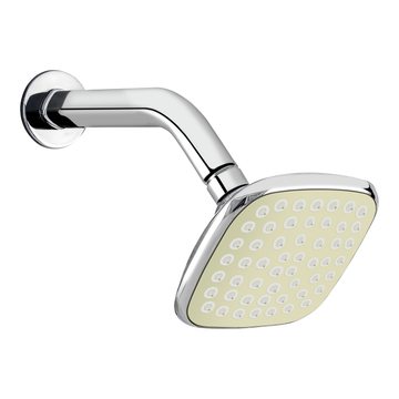 Square Shower Head for Bathroom with 9 Inch Shower Arm and Wall Flange, Wall Mount Premium Polished Chrome Finish with White Showerhead, 4 x 4 Inch