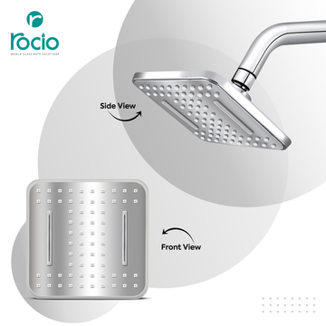 Rocio Square Shower Head for Bathroom with 9 Inch Shower Arm and Wall Flange, Wall Mount Premium Polished Chrome Finish Showerhead, 6 x 6 Inch