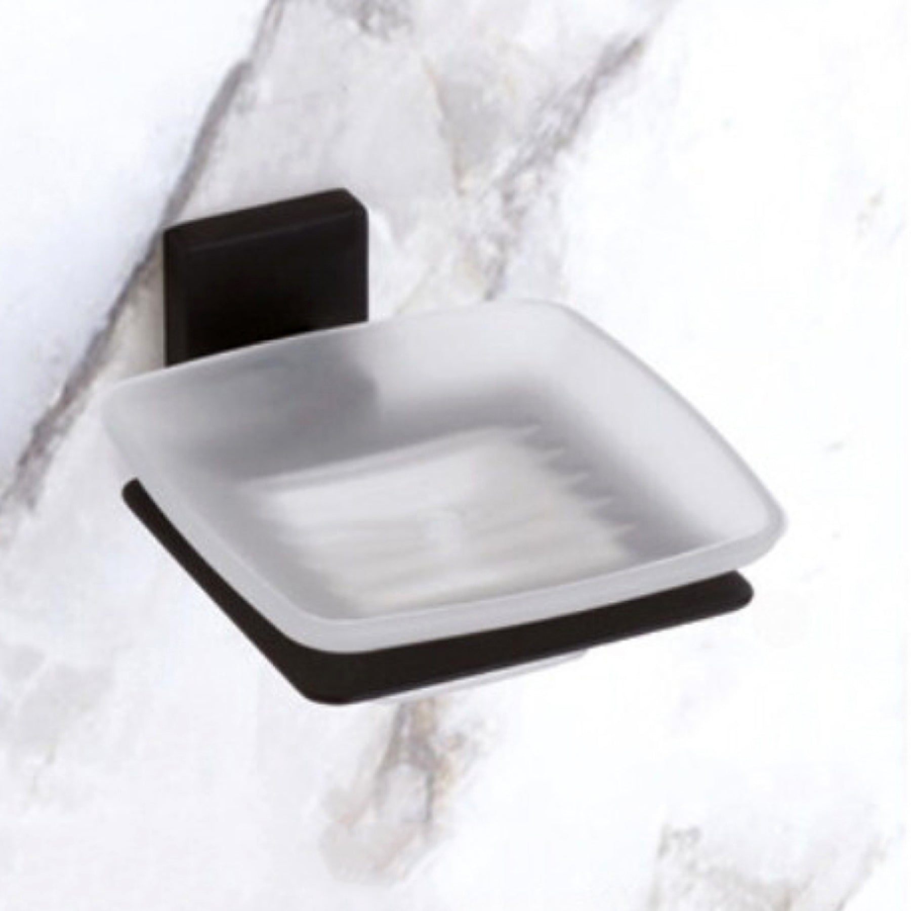 ROCIO BLACK MATT GLASS SOAP DISH FOR BATHROOM  