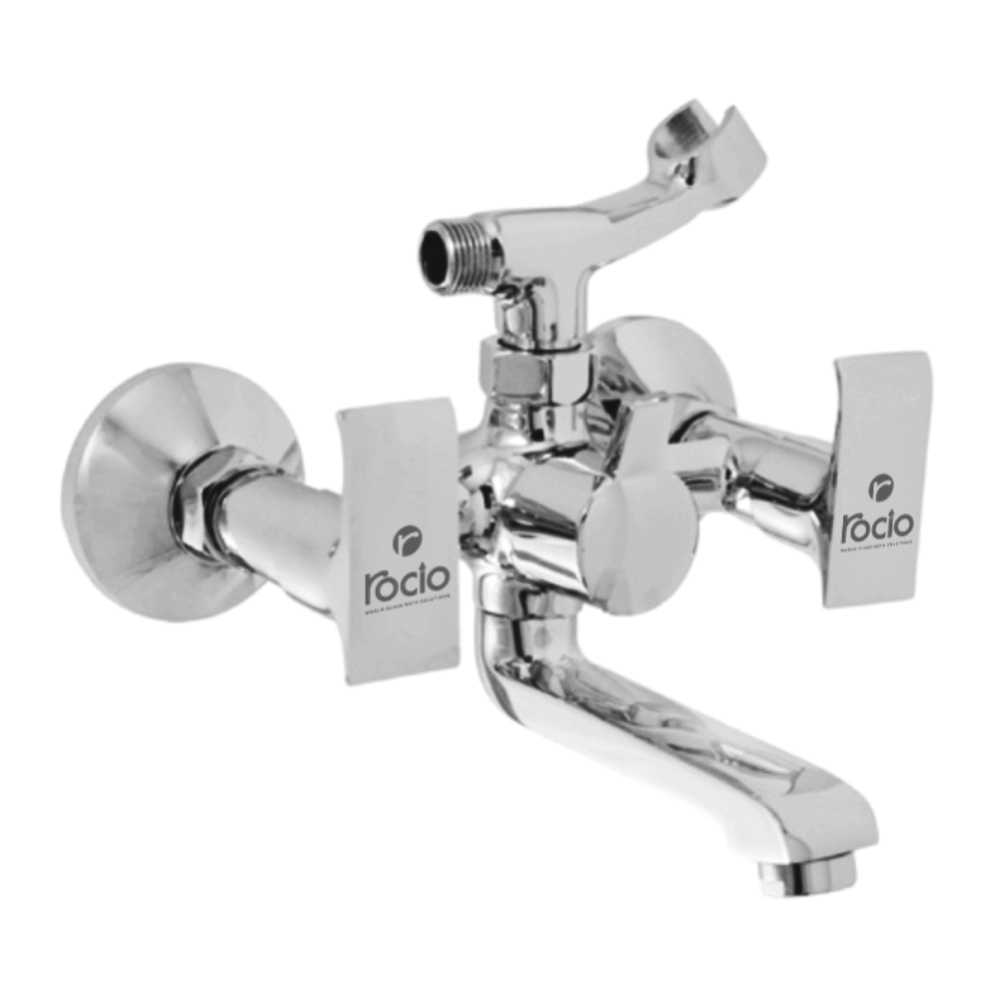 Rocio AMAZE Brass Chrome Wall Mixer Telephonic with Crutch