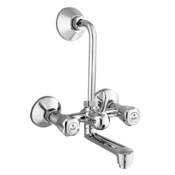 Rocio PREMIUM Wall Mixer Telephonic with L Bend Full Brass Chrome Plated