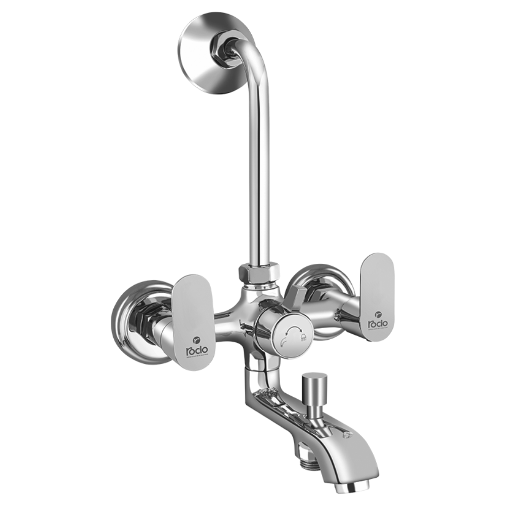 Rocio CITY Wall Mixer 3 in 1 with L Bend Chrome Finish Brass