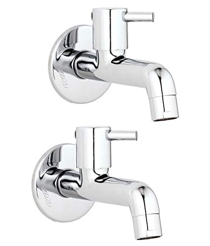 Rocio Uno Set of 2 Full Brass Bib Cock Chrome Finish Faucet Taps for Bathroom Shower Area Kitchen Washbasin For Bathroom Or Kitchen