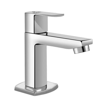 Rocio Qubix Brass Chrome Finish Deck Mounted Wash Basin Sink Pillar Cock Tap