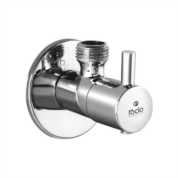 Rocio Uno Virgin Brass, Chrome Plated Angle Cock For Wall Mount, Kitchen And Bathroom