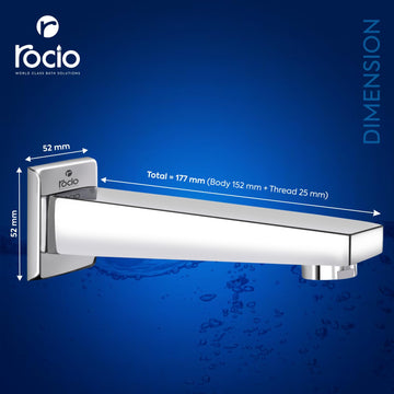 Rocio FUSION PRIME Brass Bath Tub Taps with Wall Flange, Foam Flow Waterfall Spout Taps for Luxury Modern Bathroom, Wall Mounted High Flow Bathtub Faucet, Chrome Finish 24 x 7 x 6 cm