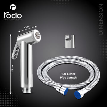 Rocio Health Faucet Set for Bathroom, Hand Jet Spray Gun for Toilet  for Washroom with SS 304 CP Flexible Hose Pipe(1m) and Wall Holder Chrome Finish  (Wall Mount Installation Type)