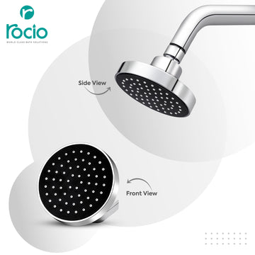 Rocio Overhead Shower with Arm for Bathroom, Round Shape, Color Chrome with Black Head, Size 4