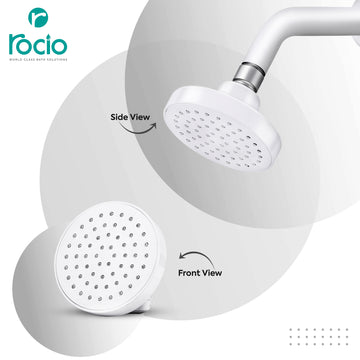 Rocio Overhead Shower with Arm for Bathroom, Round Shape, Color White, Size 4