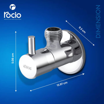 Rocio Brass, Chrome Finish Angle Valve for Bathroom, with Wall Flange, Faucets Angular Valve for Gyser, RO, Wash Basin, Stop Cock for Toilet (Pack of 6)