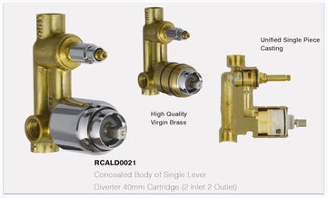 Rocio Brass Complete 40MM 4 WAY HIGH FLOW Diverter Set with Brass Spout