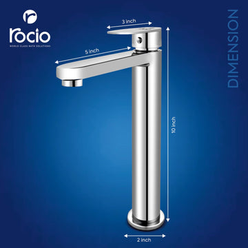 Rocio City Tall Single Lever Basin Mixer for Wash Basin, Chrome Finish Long 12