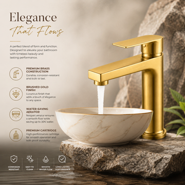 Premium PVD GOLD Single lever Basin Mixer - Fusion Prime