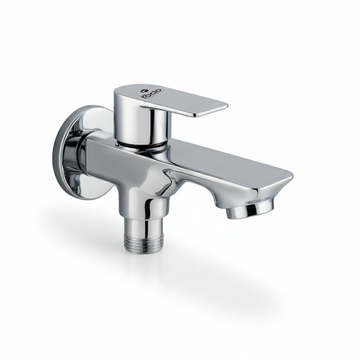 Rocio BENZ Two Way Bib Cock – Dual Outlet Chrome Brass Faucet