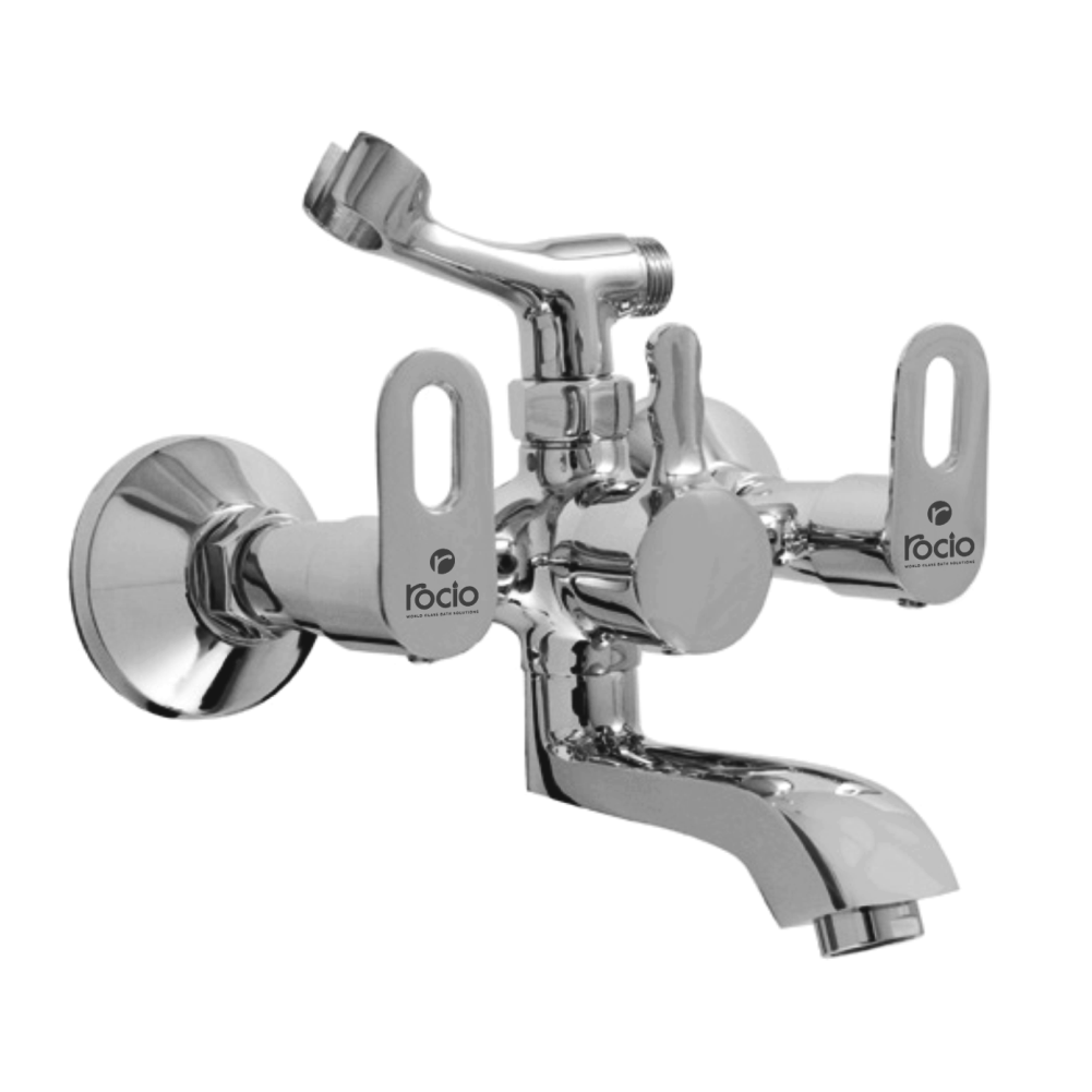 DZIRE Brass Chrome Plated Wall Mixer Telephonic  with Crutch For Bathroom