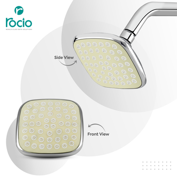 Rocio Square Shower Head for Bathroom with 9 Inch Shower Arm and Wall Flange, Wall Mount Premium Polished Chrome Finish with White Showerhead, 4 x 4 Inch