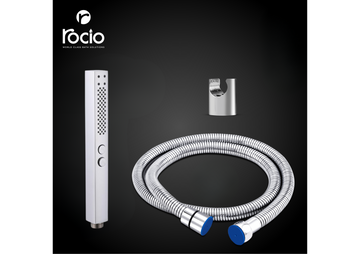 Rocio Handheld  Shower KITES DUAL FLOW SQUARE With CP SS 304 1.5 MTR. Flexible Shower Tube and Hook