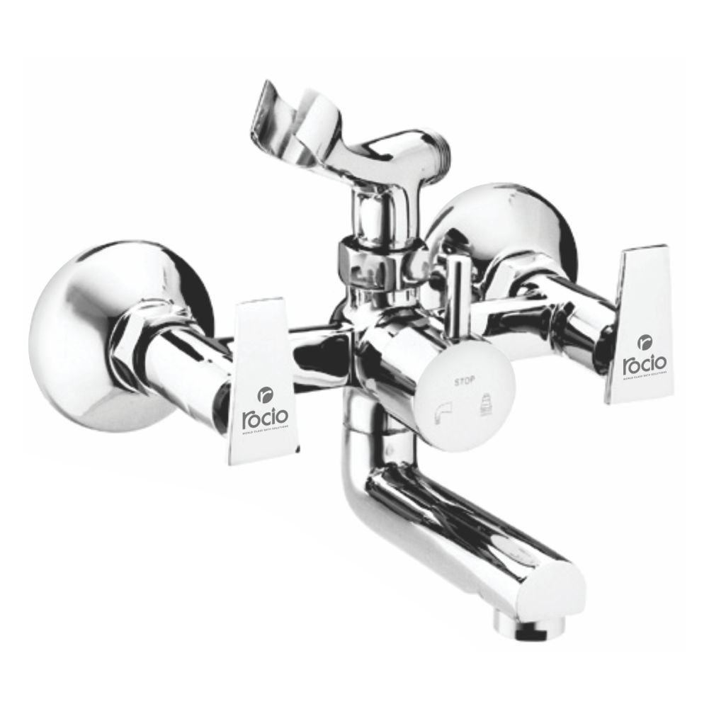 SOLO R Brass Chrome Plated Wall Mixer Telephonic with Crutch For Bathroom Or Kitchen