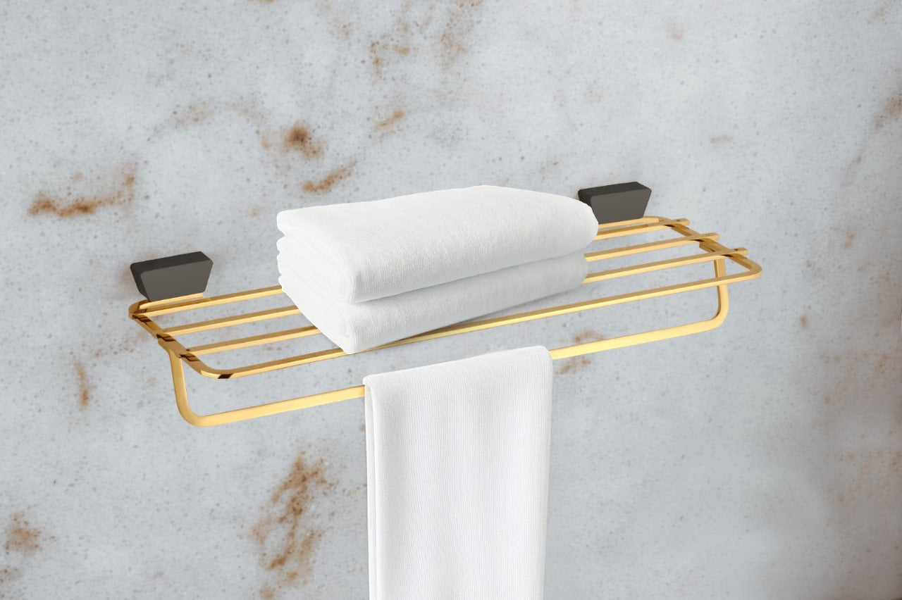 Rocio 24 Inch Towel Rack Stylish Towel Shelf Gold Finish