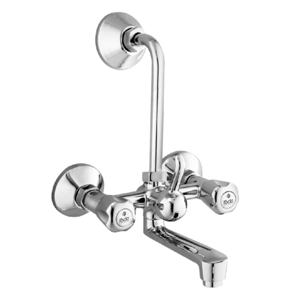 Rocio PREMIUM - Wall Mixer Telephonic with L Bend Full Brass Chrome Plated