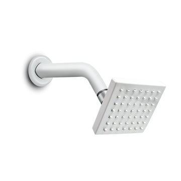 Rocio Square Shower Head for Bathroom with 9 Inch Shower Arm and Wall Flange, Wall Mount Premium White Finish Showerhead, 4 x 4 Inch